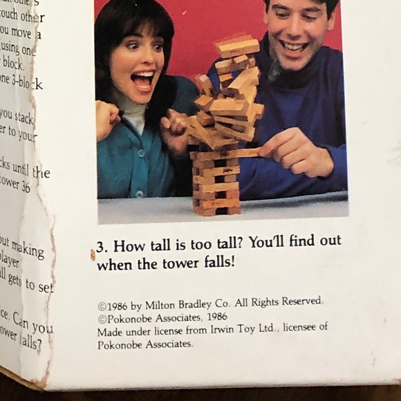 Jenga Crafted Wood Block Game Milton Bradley 1986 Vintage - Picture 8 of 8